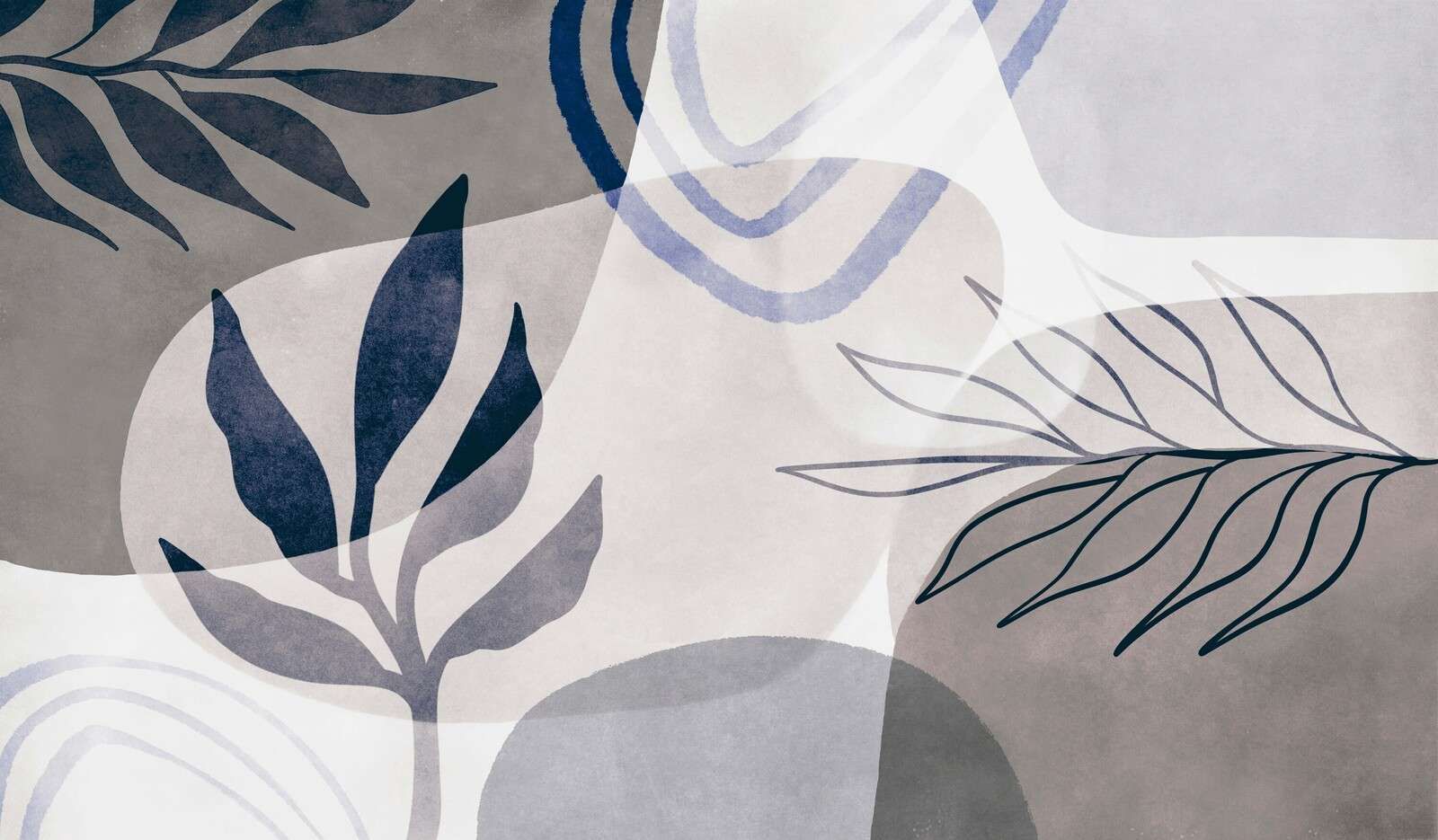 Abstrakcyjne botaniczne odcienie niebieskiego i beżu