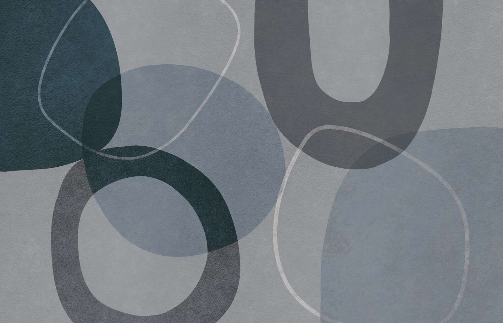 Kształty i kontury w stylu mid-century w kolorach szarości i turkusu