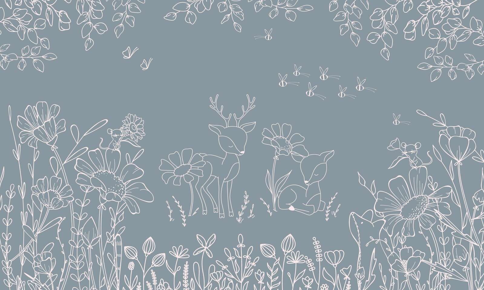 Deer Doodles - blue