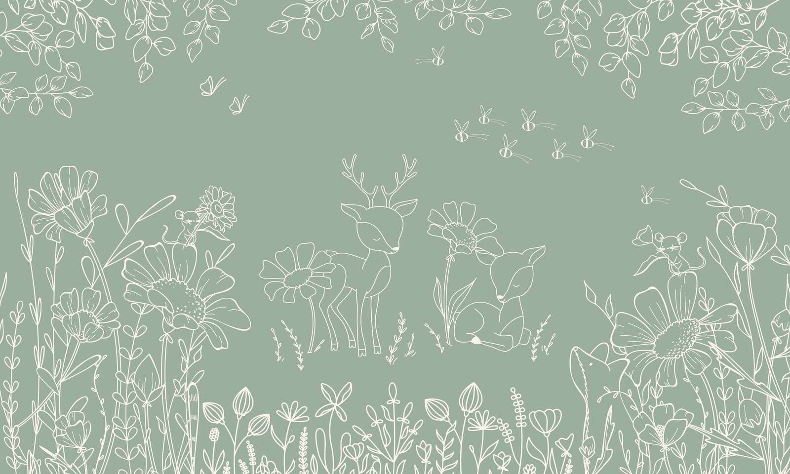 Deer Doodles - green