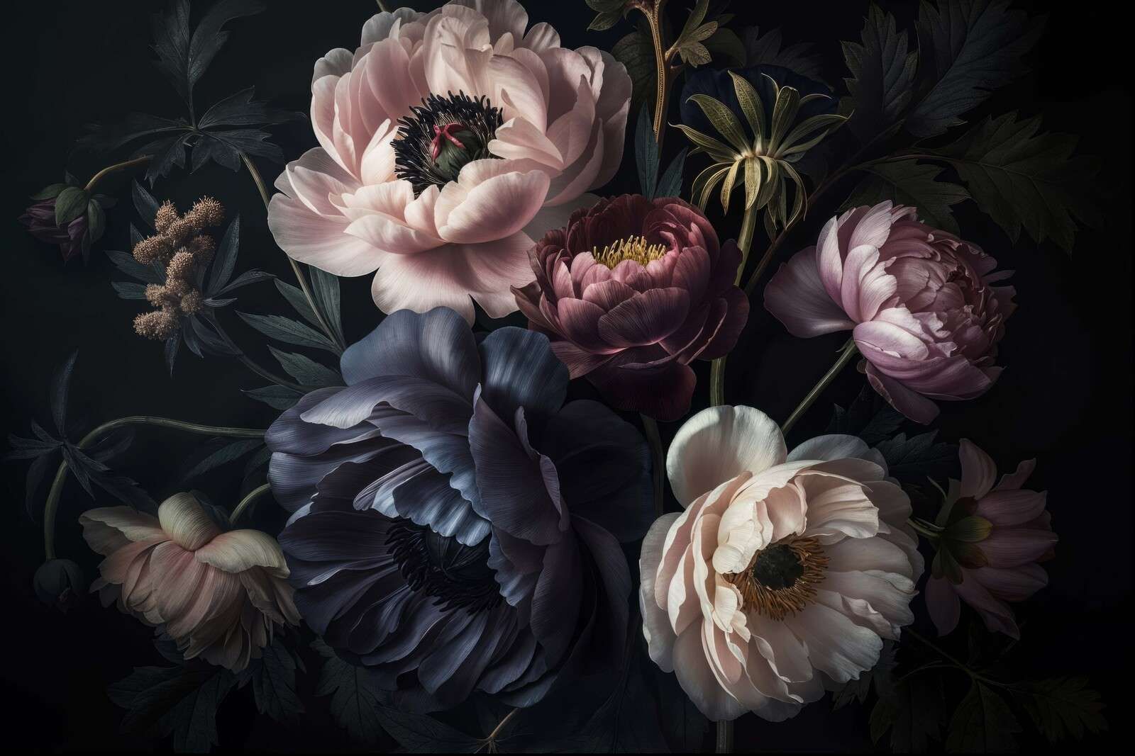 Eleganckie kwiatowe barokowe nocne kwiaty