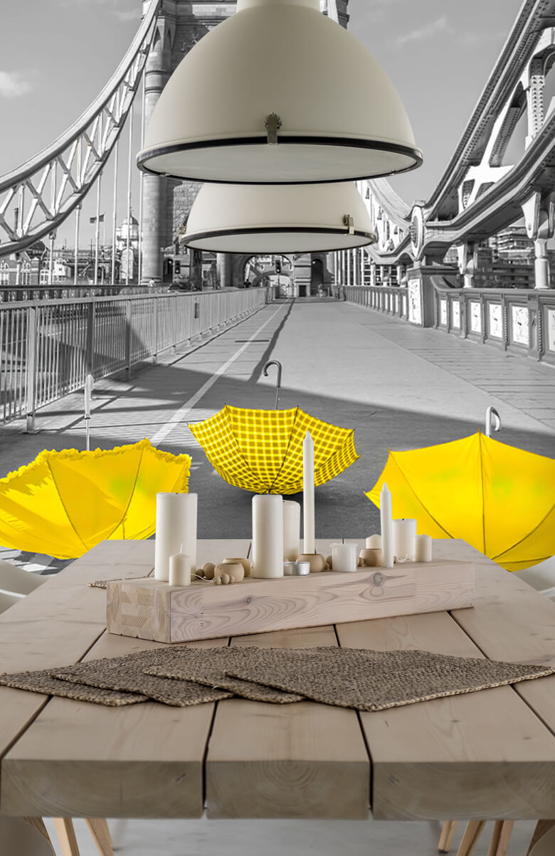  Żółte parasolki na moście wieżowym 8